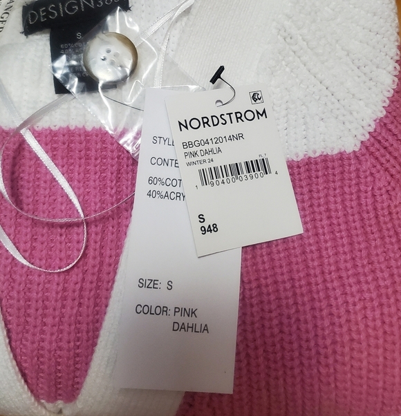 *NWT* Design History Varsity Cardigan PINK DAHLIA, Size Small - Picture 4 of 5